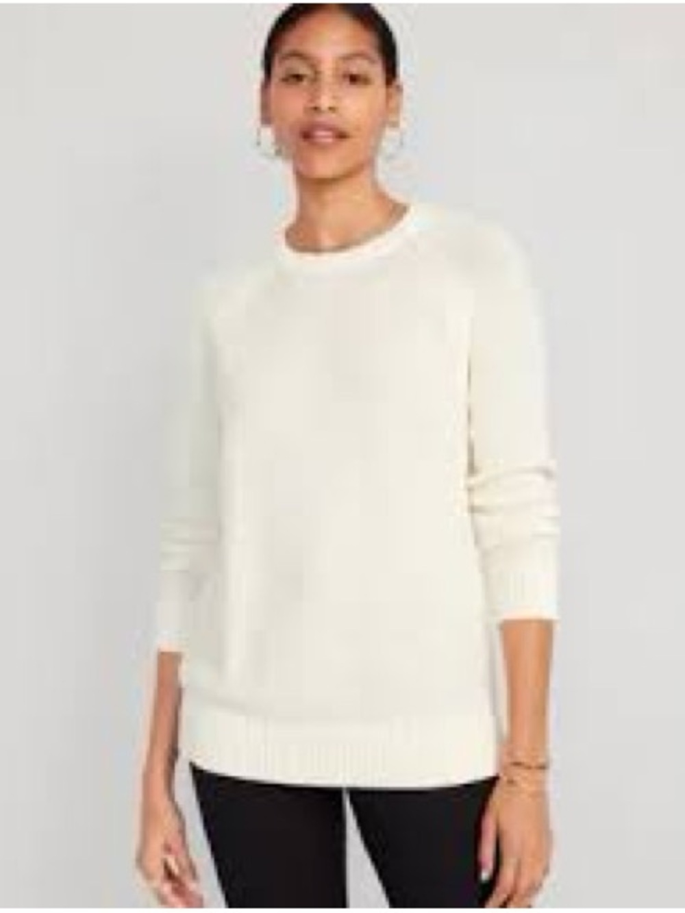 Old Navy Women’s Textured Knit Sweater M Cream Cotton Chunky Autumn I13